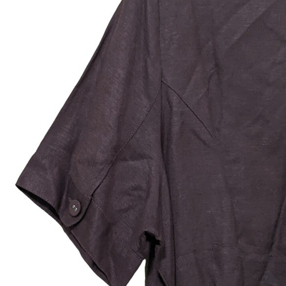 Lane Bryant linen blend brown button front dash belted shirt top size 22/24 - Picture 6 of 8
